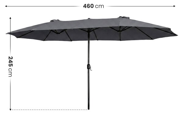 Ak furniture Dvojitý zahradní slunečník TILIA 460x270 cm tmavě šedý