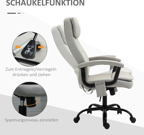 Masážní kancelářská výškově nastavitelná otočná židle, ergonomická, béžová 63 x 70 x 112-121 cm 921-308BG