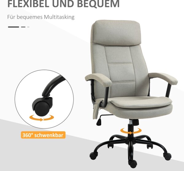 Masážní kancelářská výškově nastavitelná otočná židle, ergonomická, béžová 63 x 70 x 112-121 cm 921-308BG