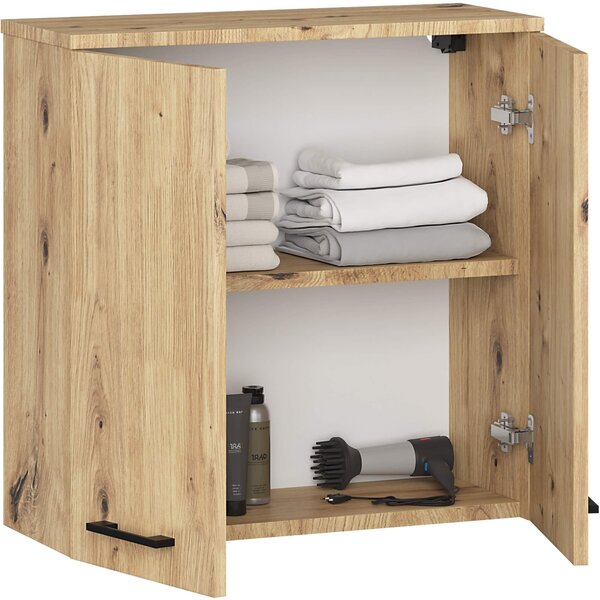 Ak furniture Závěsná koupelnová skříňka Fin 60 cm dub artisan