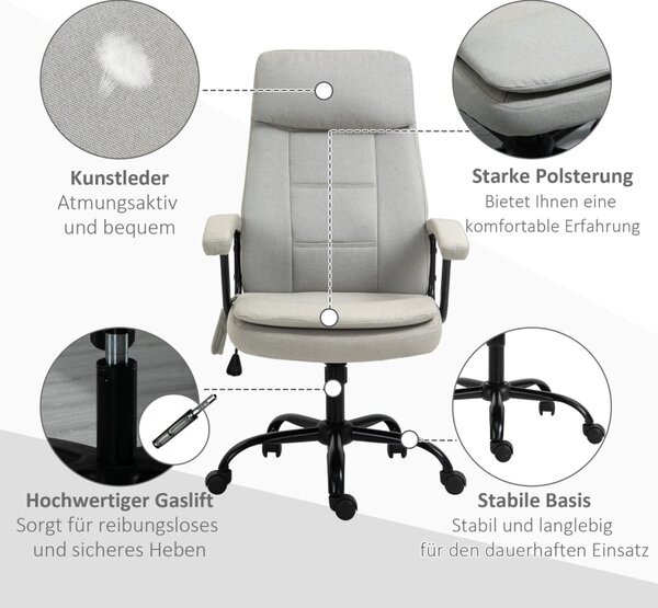 Masážní kancelářská výškově nastavitelná otočná židle, ergonomická, béžová 63 x 70 x 112-121 cm 921-308BG