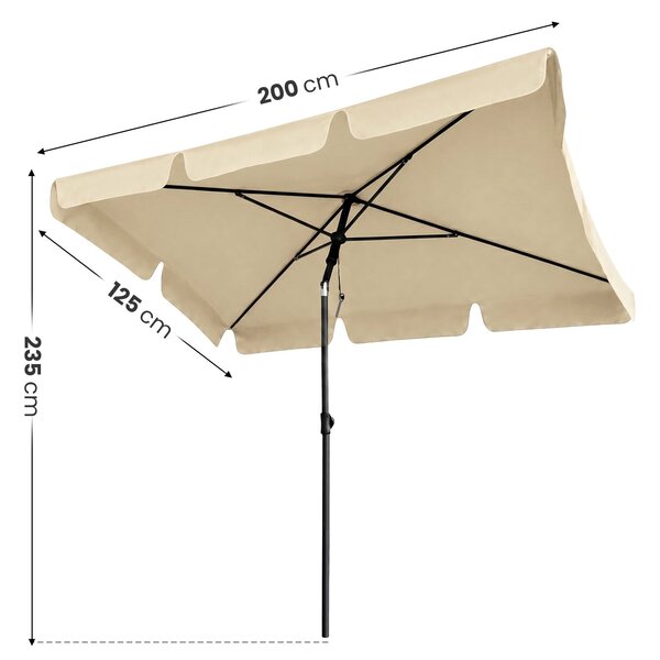 Ak furniture Zahradní slunečník FLOKS 200x125 cm béžový