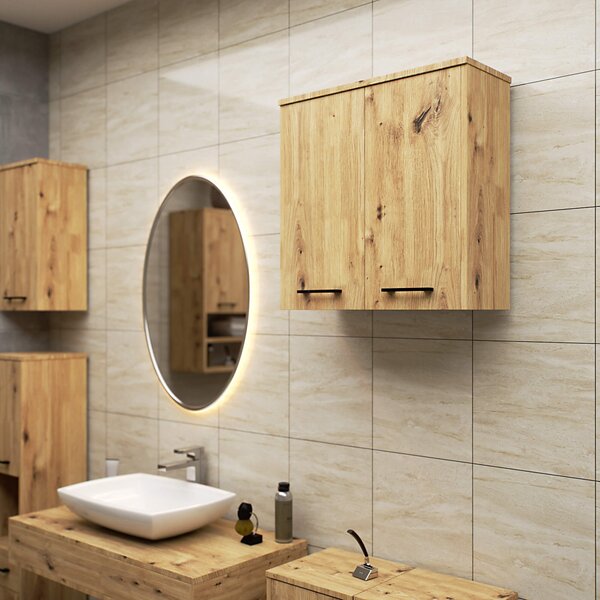 Ak furniture Závěsná koupelnová skříňka Fin 60 cm dub artisan