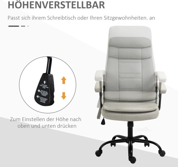 Masážní kancelářská výškově nastavitelná otočná židle, ergonomická, béžová 63 x 70 x 112-121 cm 921-308BG