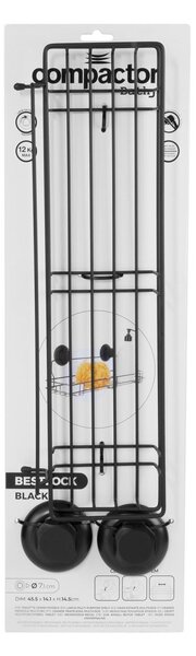 Polička pod zrcadlo Compactor Bestlock Black s přísavkami - bez vrtání, nosnost až 12 kg