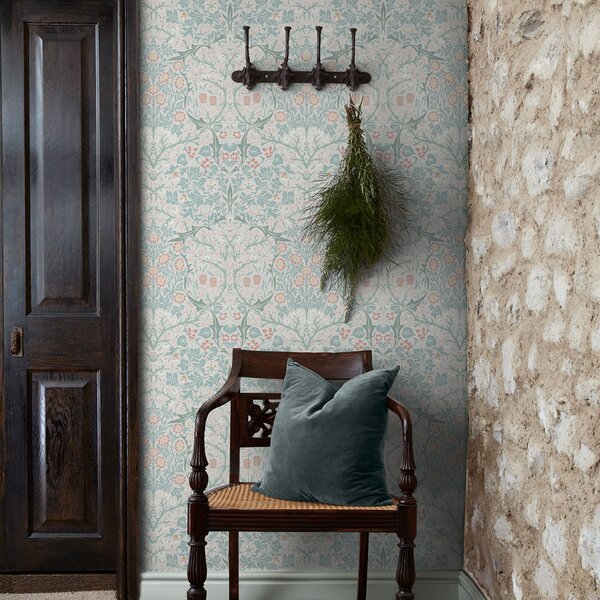 Vliesová tapeta na zeď, šedá, zelená, květiny, listy, 140504, William Morris at Home vol. 2