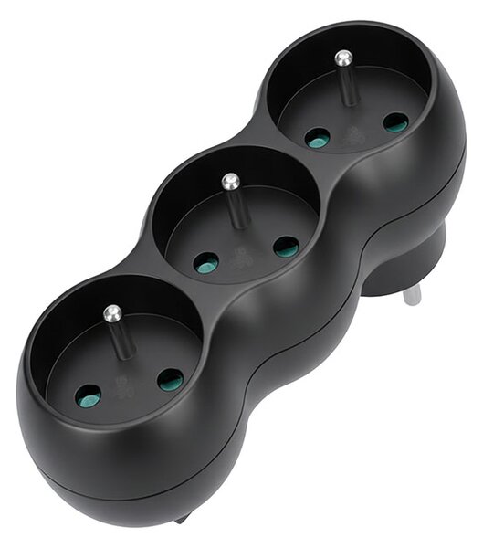 SOLIGHT Rozbočka s podpěrou černá 3 x 10A