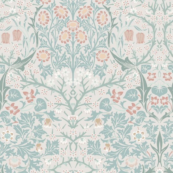 Vliesová tapeta na zeď, šedá, zelená, květiny, listy, 140504, William Morris at Home vol. 2