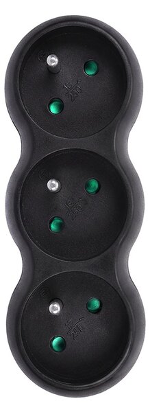 SOLIGHT Rozbočka s podpěrou černá 3 x 10A