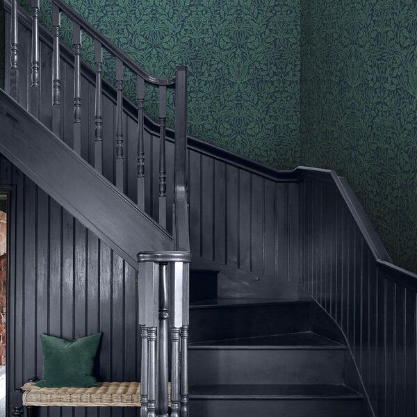 Vliesová tapeta na zeď, modrá, květiny, listy, 140489, William Morris at Home vol. 2