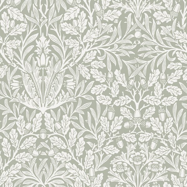 Vliesová tapeta na zeď, zelená, šedá, květiny, listy, 140492, William Morris at Home vol. 2