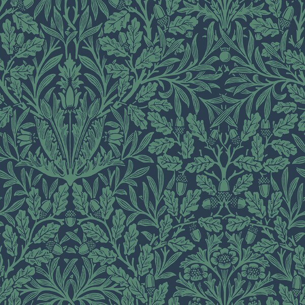 Vliesová tapeta na zeď, modrá, květiny, listy, 140489, William Morris at Home vol. 2