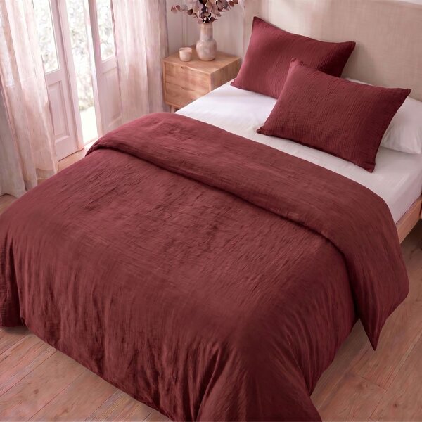 Kvalitex Mušelínové povlečení vínové 1x 140/200, 1x 70/90cm