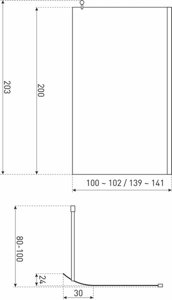 Novoterm Sprchová zástěna Walk-in NV-Zeta 140 TR, chrom/transparent - bez vaničky