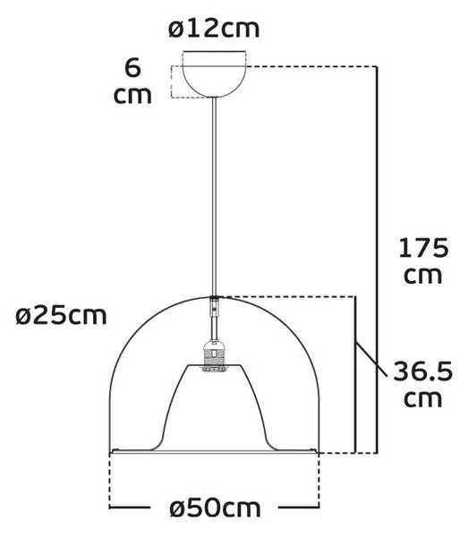 VK Light Kimi E27 závěsné svítidlo Ø500x370 mmČerná