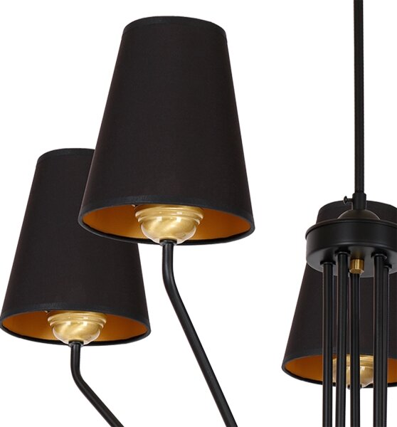 Lustr na tyči VICTORIA 5xE27/60W/230V černá