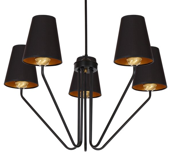 Lustr na tyči VICTORIA 5xE27/60W/230V černá