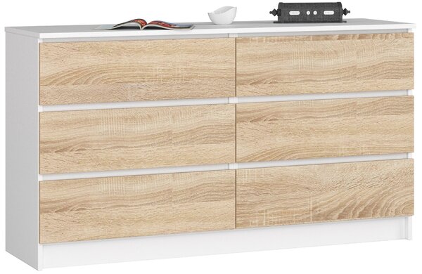 Ak furniture Komoda Rollo K 140 cm bílá/dub sonoma