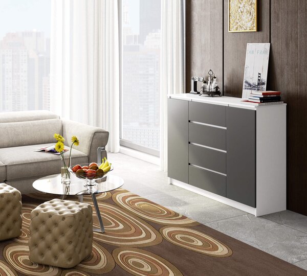 Ak furniture Komoda TOVE K 160 cm bílá/grafit
