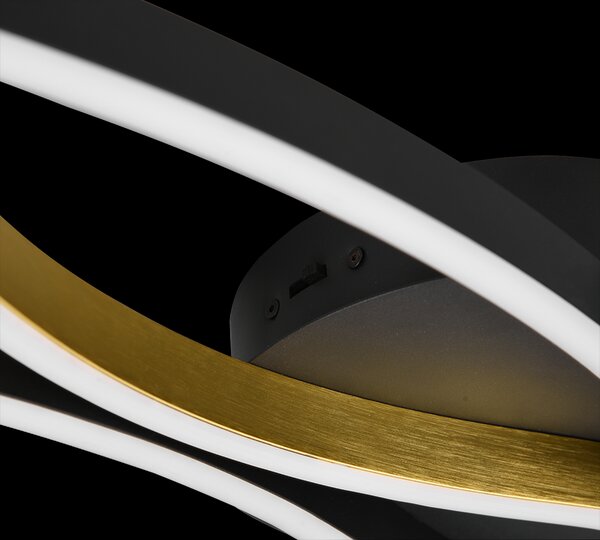 Trio 641210308 LED přisazené stropní svítidlo Blaze 1x35W | 4300lm | 2300K+3000K+4000K - 3 fázové stmívání, DIP Switch, černá, mosaz