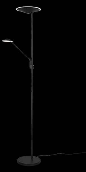 Trio 425610232 LED stojací svítidlo Brantford 1x30W+6,5W | 3500lm+650lm | 2700K+3000K+4000K - stmívatelné, oddělené vypínače, paměťová funkce, černá
