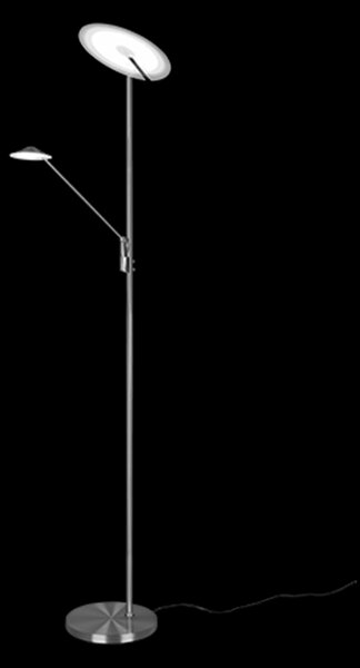 Trio 425610207 LED stojací svítidlo Brantford 1x30W+6,5W | 3500lm+650lm | 2700K+3000K+4000K - stmívatelné, oddělené vypínače, paměťová funkce, nikl