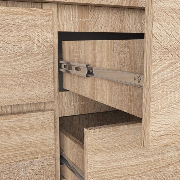 Ak furniture Komoda Kuba 120 cm 6 šuplíků dub sonoma
