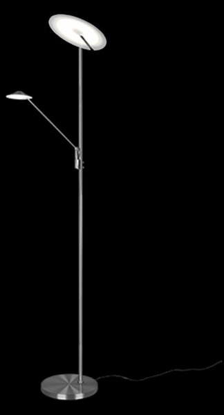 Trio 425610207 LED stojací svítidlo Brantford 1x30W+6,5W | 3500lm+650lm | 2700K+3000K+4000K - stmívatelné, oddělené vypínače, paměťová funkce, nikl