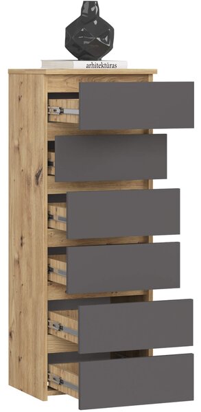 Ak furniture Komoda CL6 40 cm dub artisan/grafitově šedá