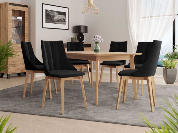 Rozkládací stůl Botiler 140x80 se 6 židlemi ST97 07, barva: natura, Potah: Magic Velvet 2219 5903211163104