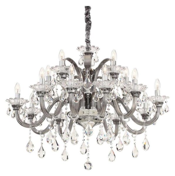 Ideal Lux - Křišťálový lustr na řetězu COLOSSAL 15xE14/40W/230V pr. 95 cm šedá