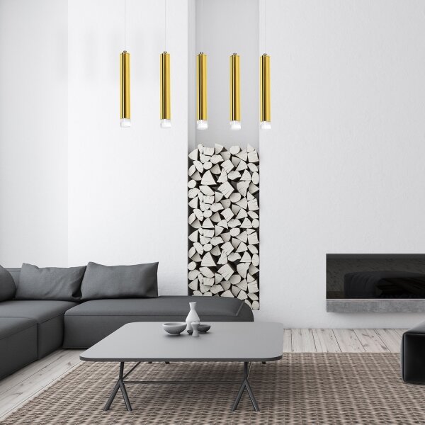 LED Lustr na lanku GOLDIE 5xLED/25W/230V zlatá