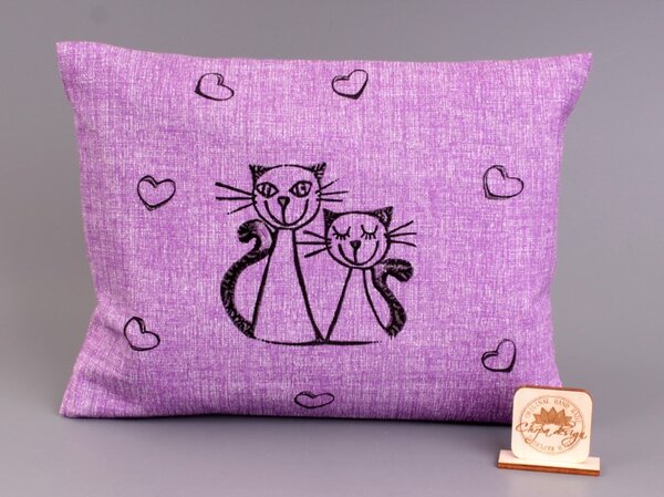 Pohankový polštář s levandulí -fialový, kočky