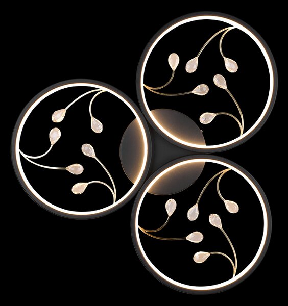 Trio 642110332 LED přisazené stropní svítidlo Groovy 1x30W | 3600lm | 3000K - 3 fázové stmívání, černá