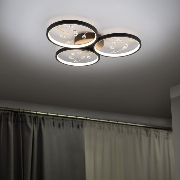 Trio 642110332 LED přisazené stropní svítidlo Groovy 1x30W | 3600lm | 3000K - 3 fázové stmívání, černá