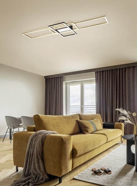 Trio 620010408 LED přisazené stropní svítidlo Irvine 1x60W | 7100lm | 3000K-6500K - stmívatelné, paměťová funkce, noční režim, dálkové ovládání, mosaz
