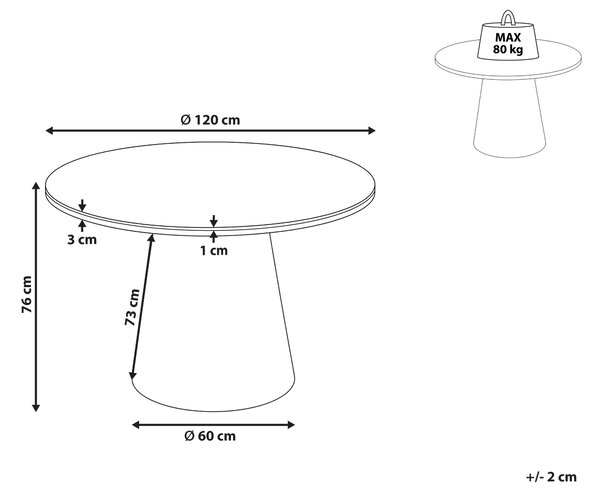 Jídelní stůl WYLIE Tmavý jasan 120 cm 120 cm