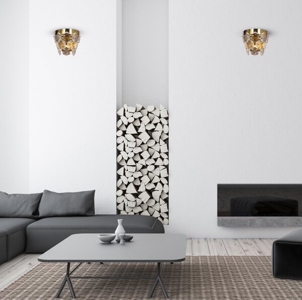 Křišťálové nástěnné svítidlo GRACE 2xE14/40W/230V zlatá