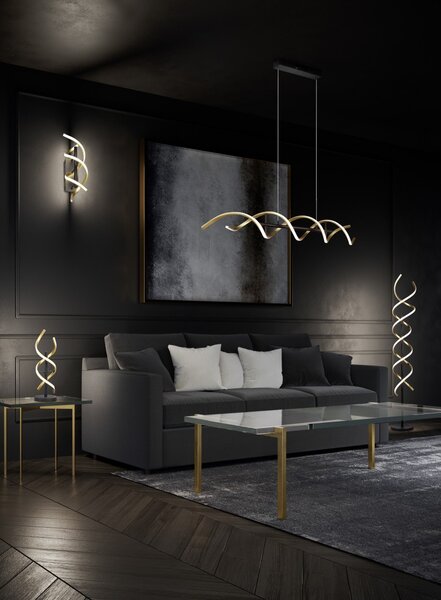 Trio 441810208 LED stojací svítidlo Sequence 1x32W | 4000lm | 2300K+3000K+4000K - stmívatelné, paměťová funkce, mosaz, černá