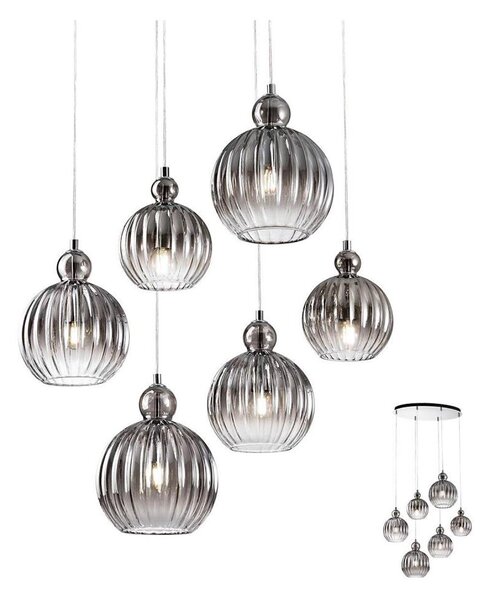 Redo 01-2069 - Lustr na lanku PLUMEN 6xE14/42W/230V šedá