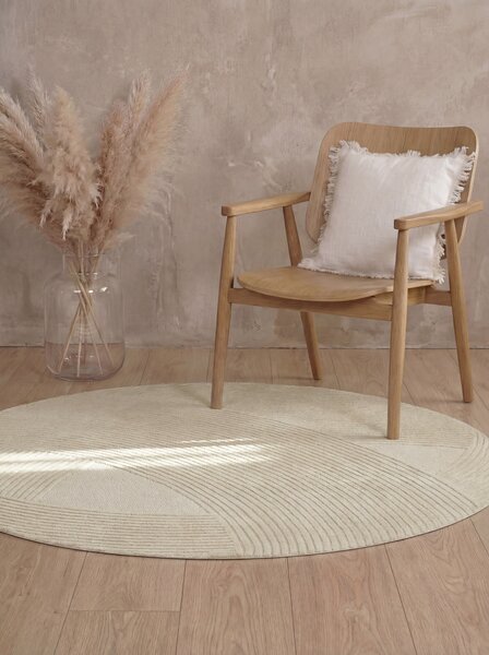 Ted Baker, Kusový koberec Ted Baker Kensington 106399 Creme kruh, 160x160, bílá, kancelář