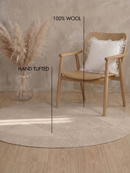 Ted Baker, Kusový koberec Ted Baker Kensington 106400 Beige kruh, 160x160, béžová, kancelář
