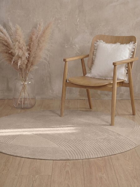 Ted Baker, Kusový koberec Ted Baker Kensington 106400 Beige kruh, 160x160, béžová, kancelář
