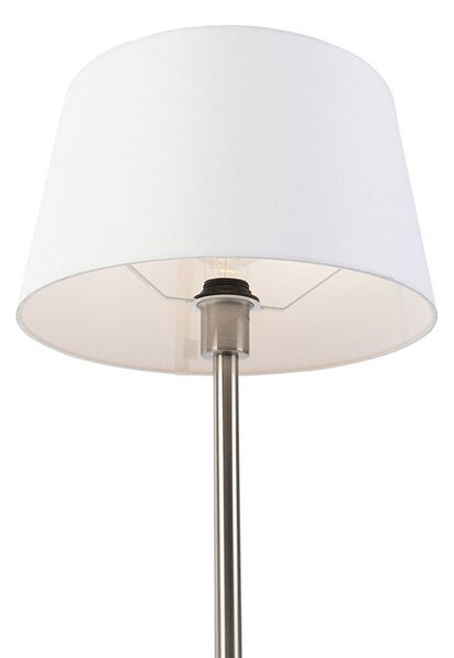 Moderní stolní lampa ocel s bílým stínítkem 32 cm - Simplo
