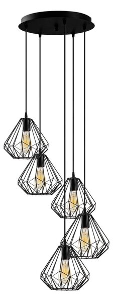 Opviq Závěsný lustr s 5 žárovkami Diamond III černý