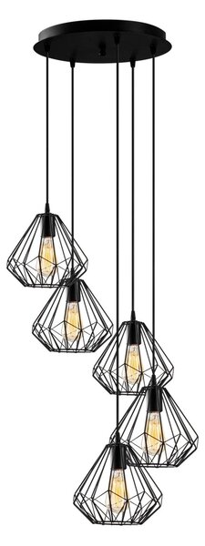 Opviq Závěsný lustr s 5 žárovkami Diamond III černý