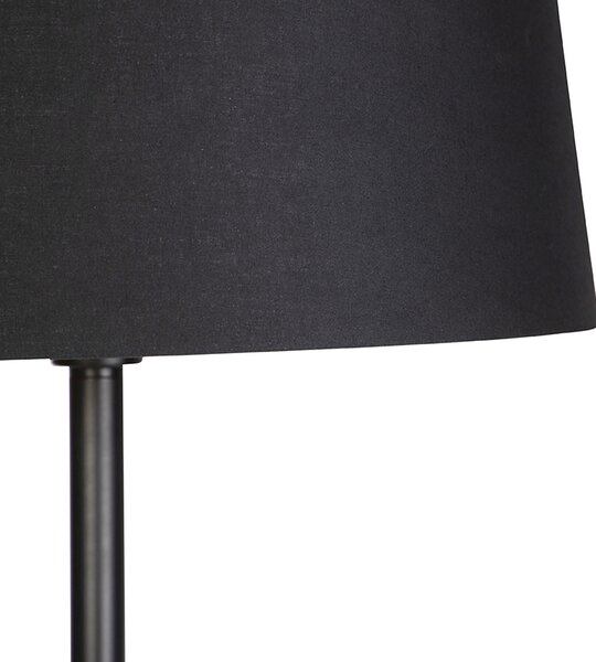 Moderní stojací lampa černá s černým stínítkem 45 cm - Simplo