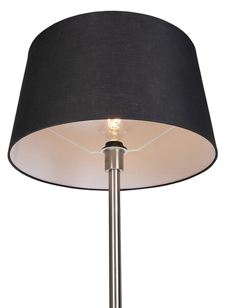 Moderní stojací lampa ocel s černým stínítkem 45 cm - Simplo