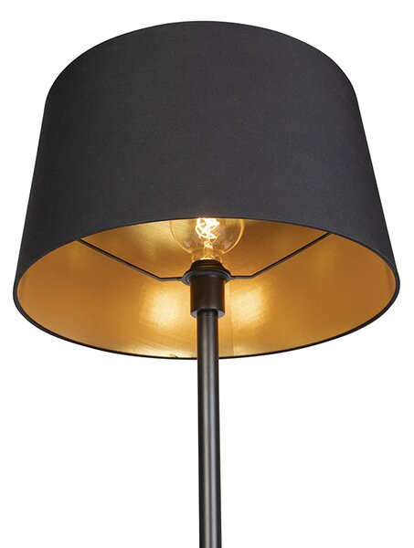 Moderní stojací lampa černá s černým stínítkem 45 cm - Simplo