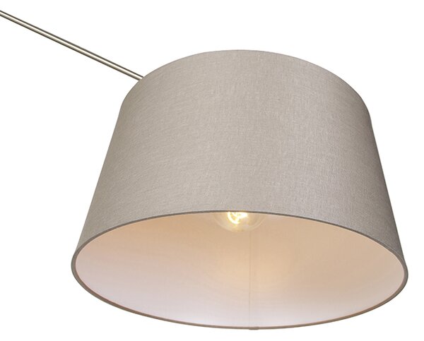 Moderní stojací lampa ocel s tmavě hnědým stínítkem 45 cm - Editor